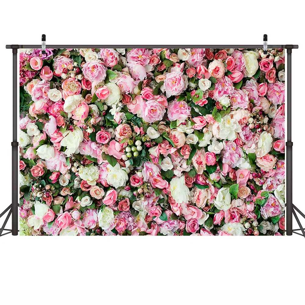 Flowers Wall Backdrop Photo Studio Rose Romantic Wedding Scenes Background Decor Rose Floral Portrait Photography Backdrops Prop