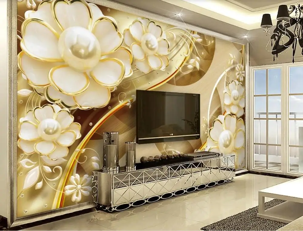 

Custom wall paper mural 3d Jewelry flower wallpapers for living room bedroom wallpaper for walls 3 d 2020 luxury wall decor