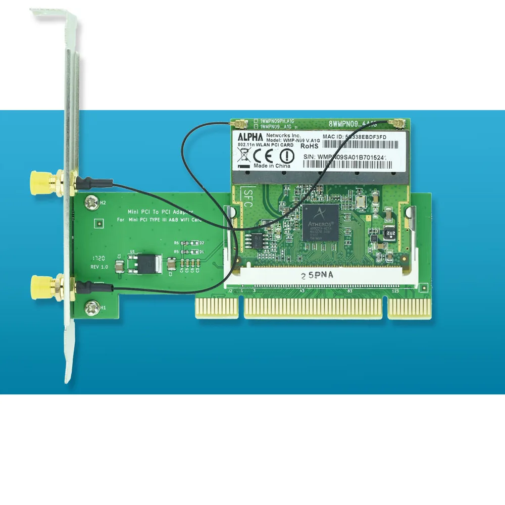 

Atheros AR9223 300Mbps Mini PCI Wireless N WiFi Adapter Mini-PCI WLAN PCI 802.11b/g/n for Desktop PC