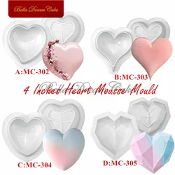 4in Heart Shape Breakable Chocolate Silicone Mold Creative Mousse Mould DIY Handmade Soap Molds Cake Decorating Tools Bakeware