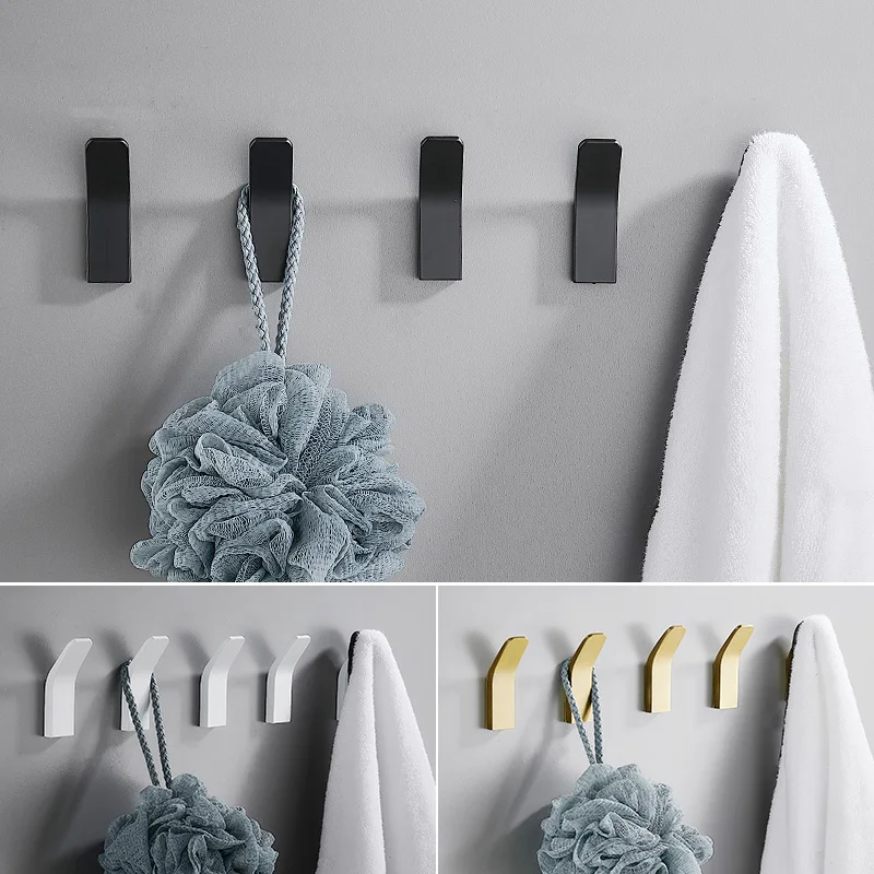 3-10 PCS Heavy Duty Bathroom Towel Robe Hooks Gold Black Wihte Bedroom Hat Bag Coat Clothes Hook Wall Hanger Self-adhesive