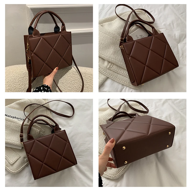 2024 New Spring Women Shoulder Bag Trendy Plaid Pu Leather Crossbody Bags Fashion Ladies Handbags Brand Designer Top Handle Bag