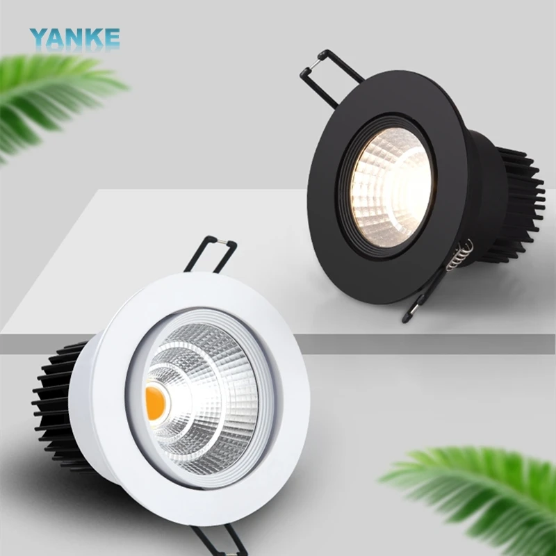 

Dimmable round led spotlight embedded downlight AC86V~260V black and white ceiling light 3W~25W open-hole home lighting