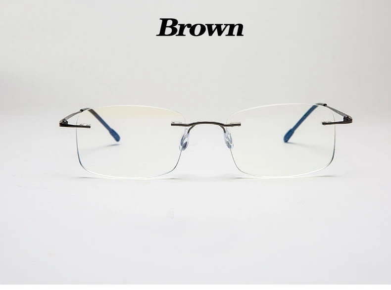 Randlose Lesebrille aus Titanlegierung, ultraleicht, quadratisch, flexibel, Presbyopie-Brille, Anti-Blue-Ray-Brille, Unisex – Detail 8