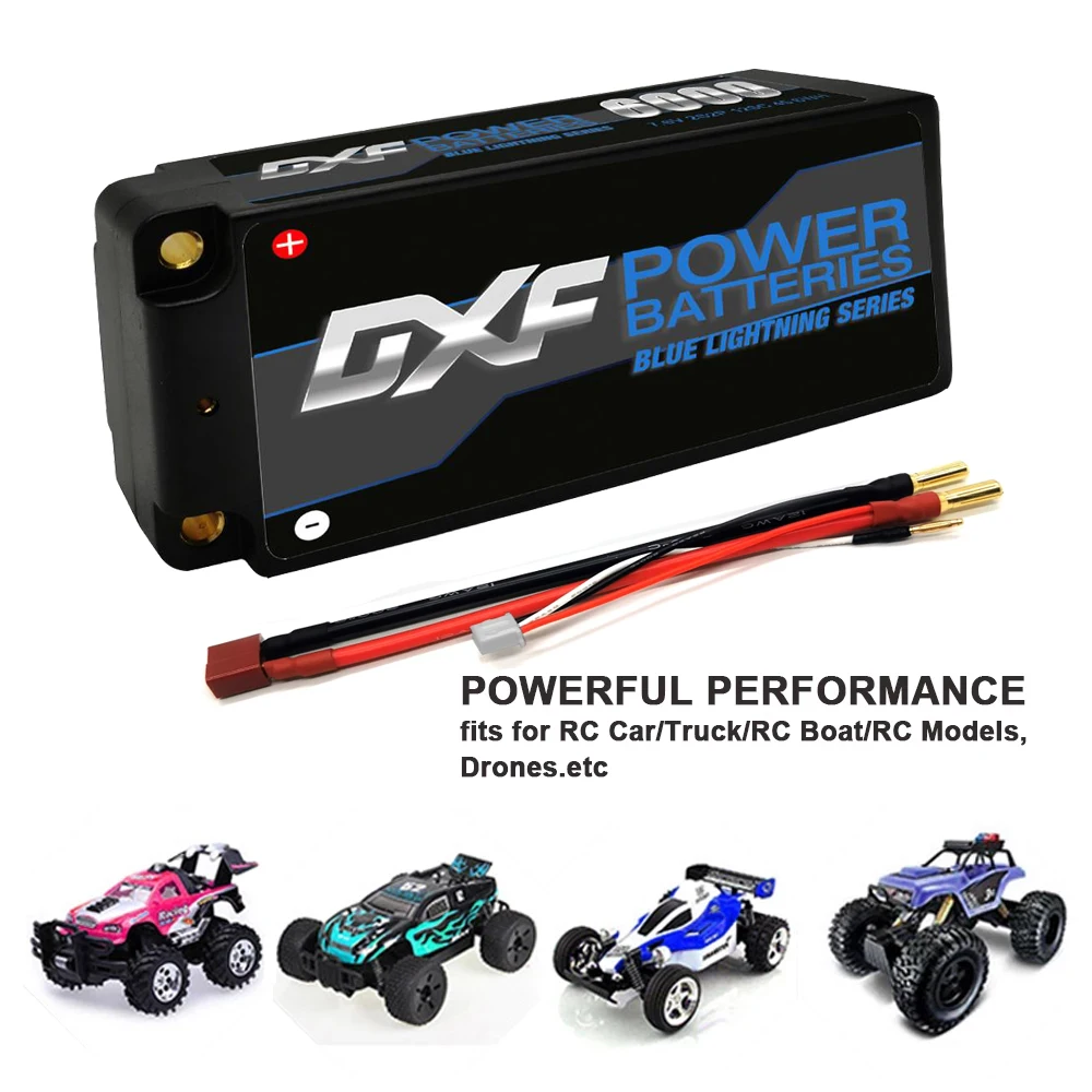 Batteria DXF Lipo 2S Shorty HV 7.6V 6000mah 120C con 4mm 5mm Bullet competizione Short-Pack RC 1/10 Car Off-Road Buggy Truck Boat