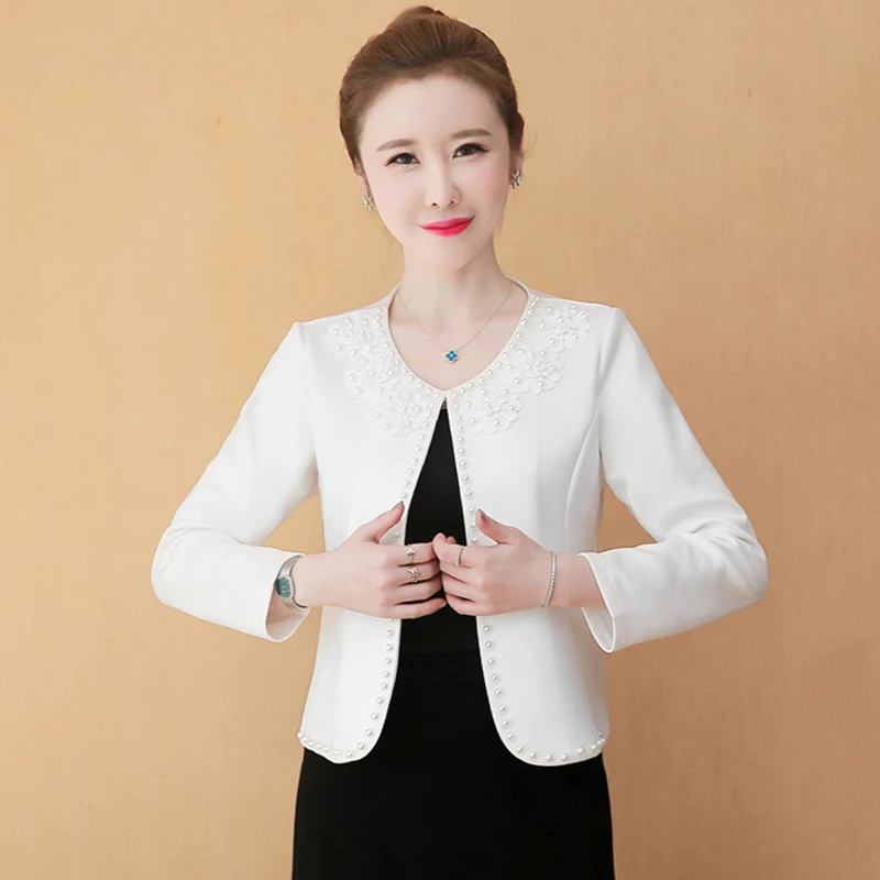 

Tailored Coat Pearl Beading Party Blazer Jacket Chaquetas Elegant Autumn Winter Women Suit Applique Business Coat Formal Talever