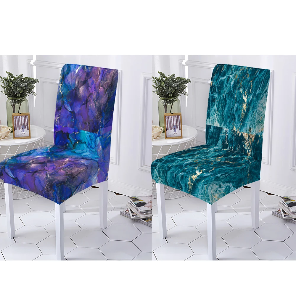 Marble Shading  1Pc Chair Cover High Living Spandex Chair Slipcover Chairs Kitchen Seat Case Spandex Wedding Banquet 1/2/4/6 P