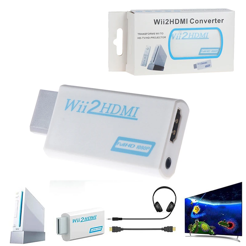 

1Pc Wii to HDMI Adapter 2HDMI Full HD Converter Audio Output Adapter for PC HDTV