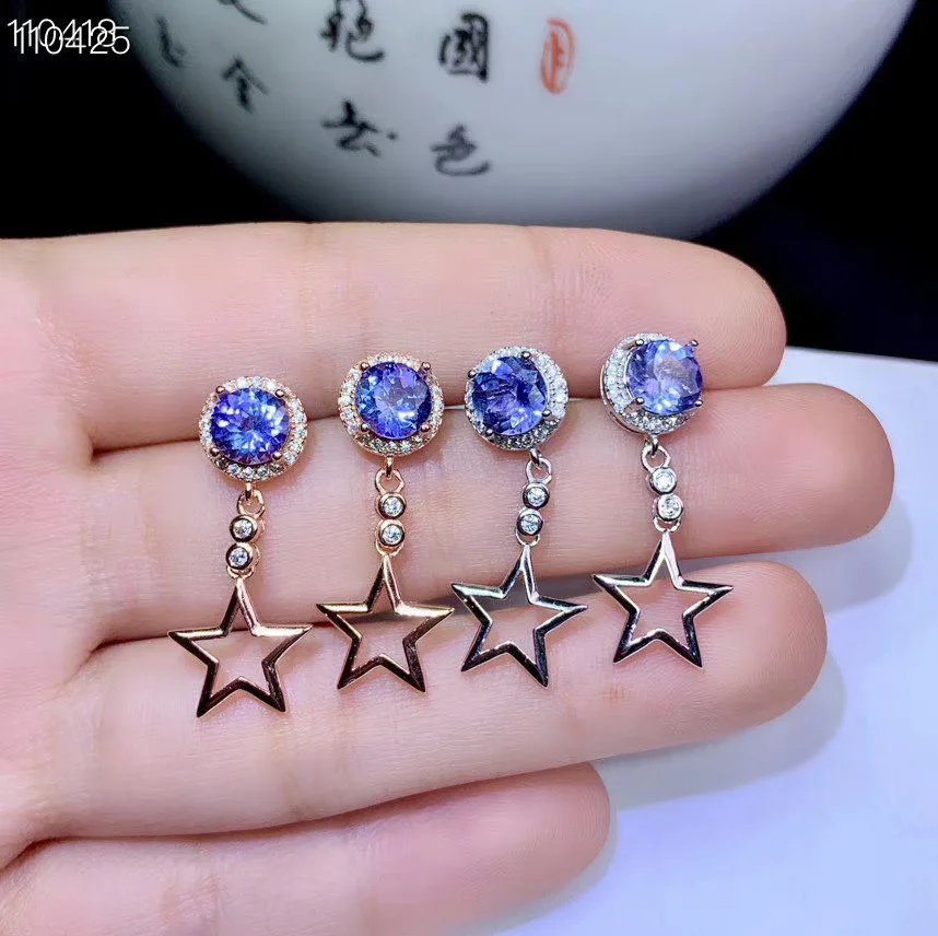 The Best engagement Gift Tanzanite Earrings 925 Sterling Silver Premium Charm Jewelry Beauty Wedding Party Earrings