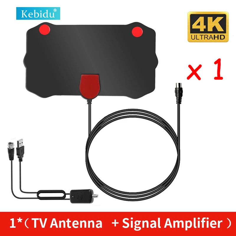 Kebidu 4K 1080P TV Antenna Amplifier set Digital HD Antena Indoor HDTV TV Antenna for VHF UHF DVB-T2 Surf HD Radius Receiver