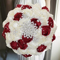 1PC/LOT Wine Red Wedding Bouquet  With Pearl For Wedding Party