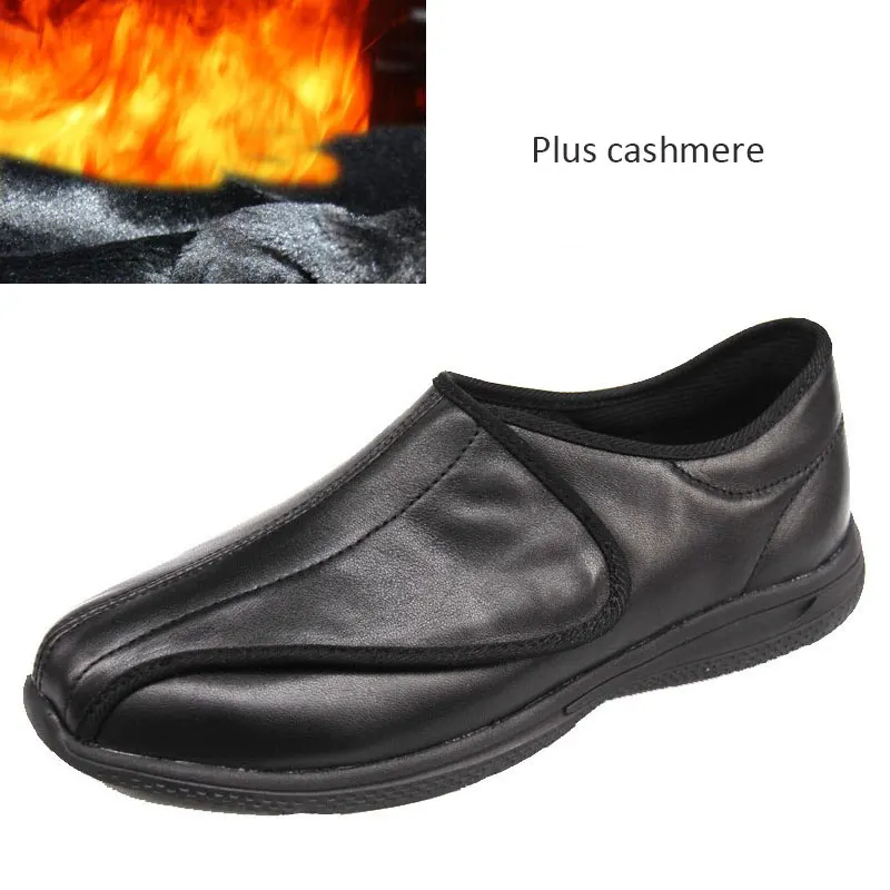 حذاء بيج فوت بأقدام عريضة وجلد مفرد للرجال والنساء حذاء قدم عريض شتوي مرتفع بالإضافة إلى حذاء هالوكس مخملي