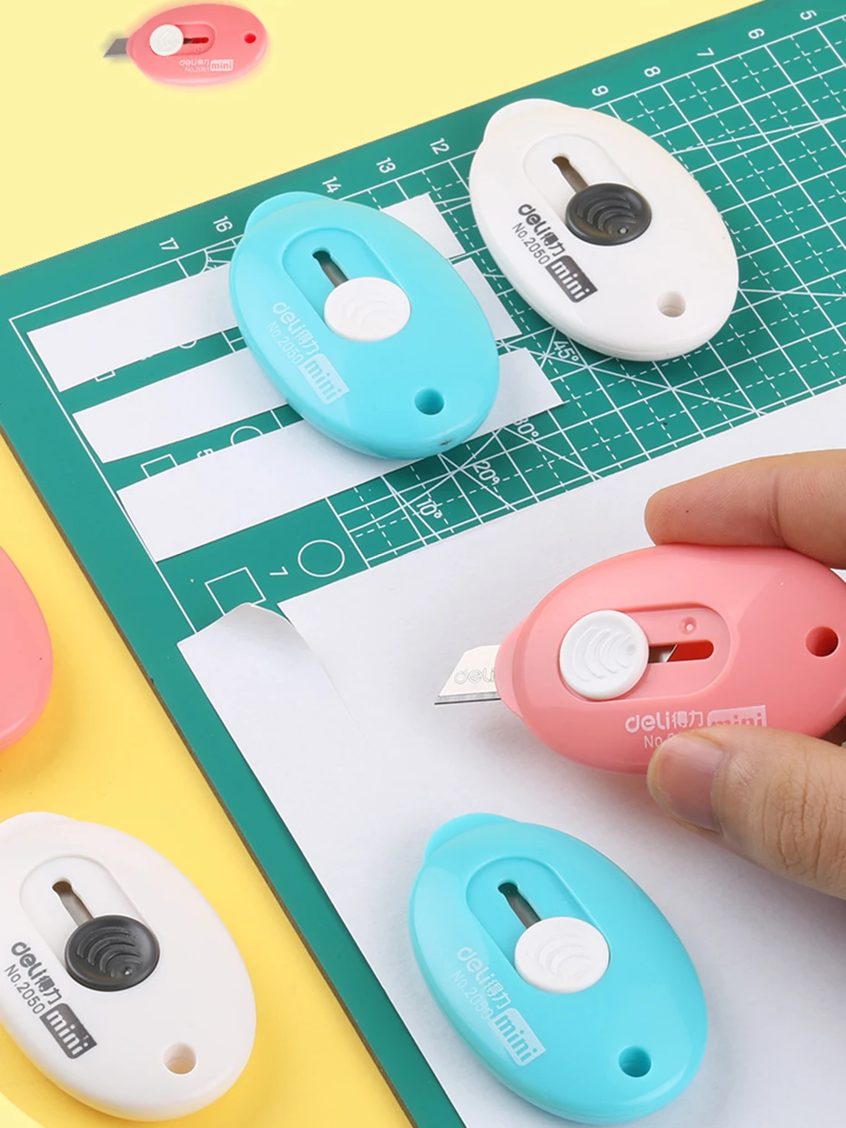 Deli 1/3 stücke Nette Mini Taschenmesser Papier Box Cutter Express Box Auspacken Tragbare Utility Messer Büro Schreibwaren Brieföffner – Detail 1