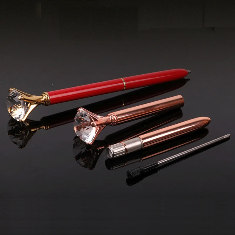 1 Piece Metal Ballpoint Pen Kawaii Large Diamond Pen for School 1.0mm Bullet Pen Tip School Office Supplies Business Gift