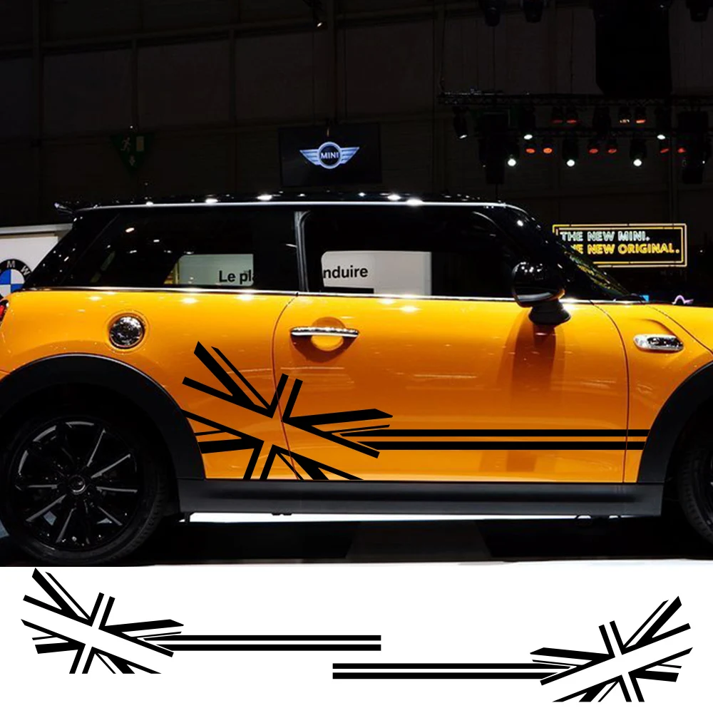 2pcs Car Sticker Flag Style Side Stripe Decals For Mini Cooper R56 R57 R58 R50 R52 R53 R59 R61 R60 F60 F55 F56 F54 Accessories