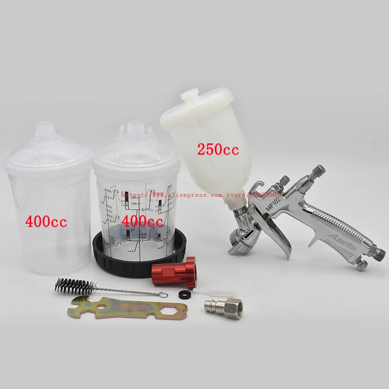 Auarita-MP-102 LVMP Mini Pistola, Bocal De Aço Inoxidável De Alta Qualidade, Ferramentas De Pintura Do Carro com 250ml 400ml Cup, 1.0mm