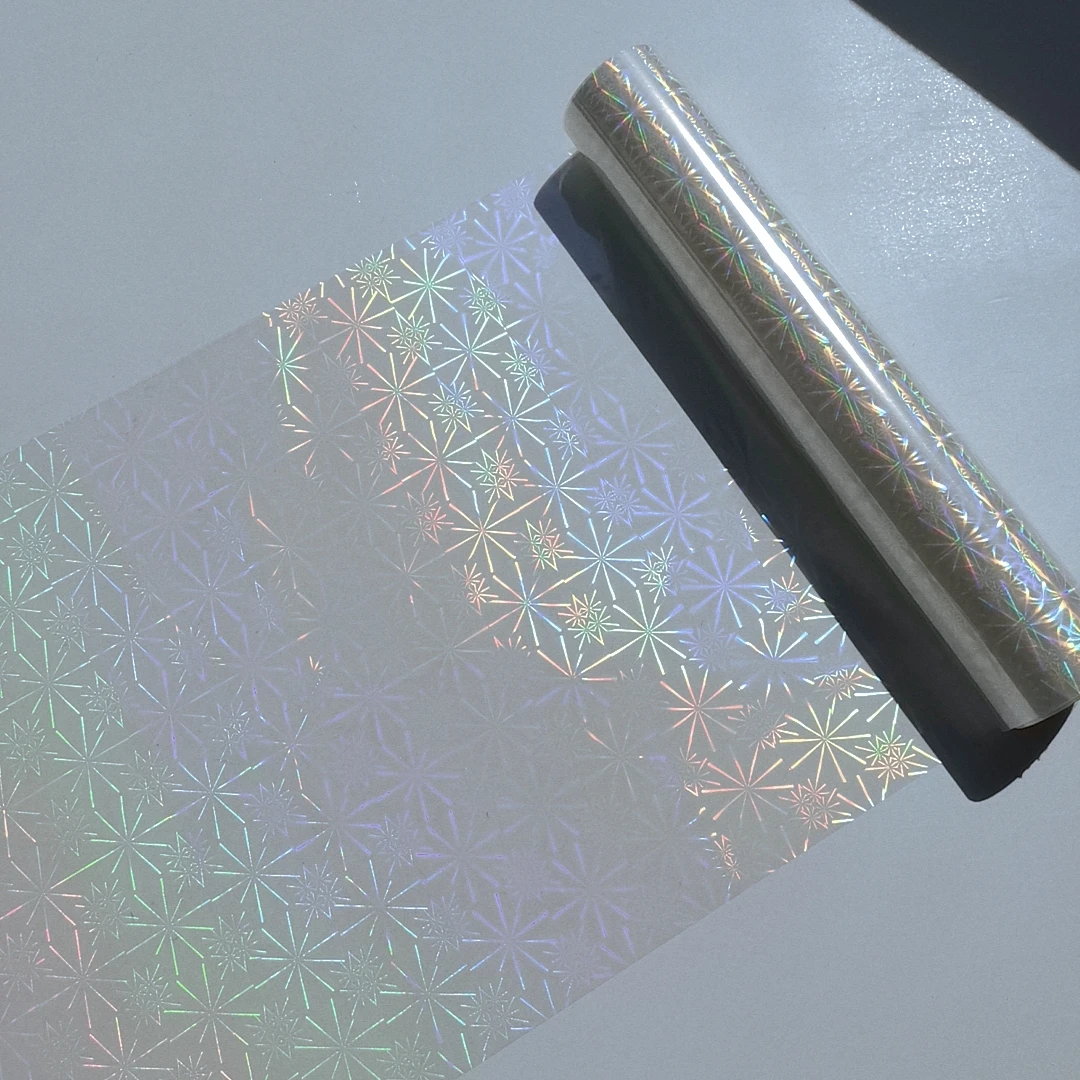 New Design Snowflake Holographic Plain Transparent Hot Stamping Foil On Paper or Plastic (21cm)8.4\