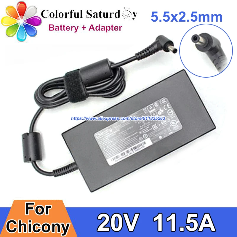 230W for CHICONY A17-230P1B A230A038P AC Adapter 20V 11.5A Power Supply For GIGABYTE  SABRE PRO 15 Laptop Charger 5.5x2.5mm