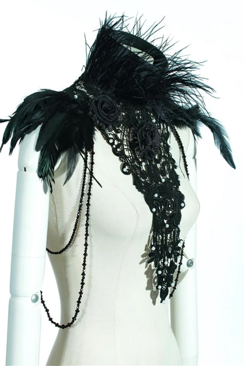 Gothic Stylish  Chocker Black lace Necklace & Shoulder Piece RQ-BL Red Queen's Black Legion 21222