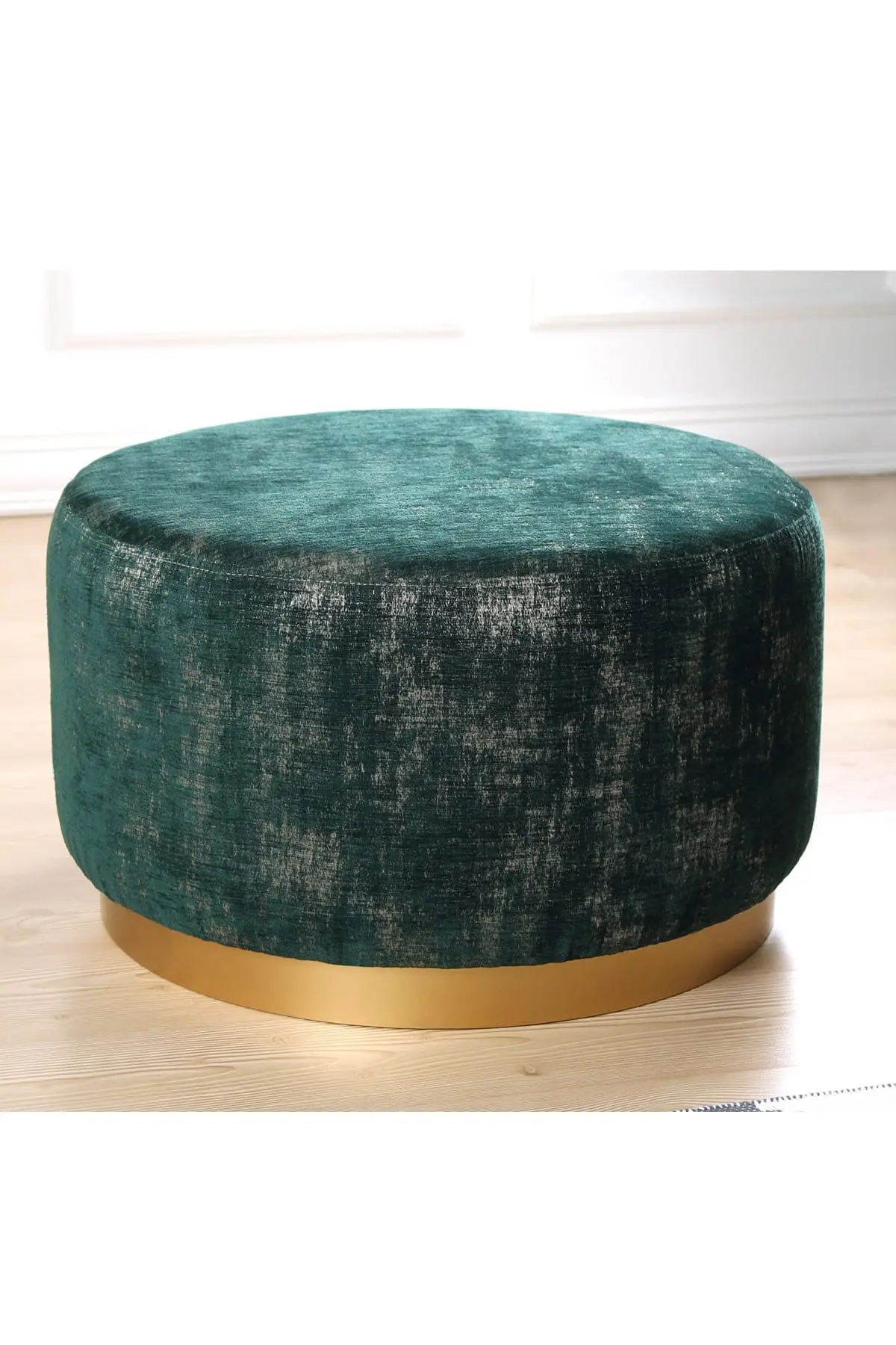 

Lorence Home Nifty Pouf - Emerald Green Gold Stool Flannel Chair Solid Color Sofa Pedal Round Stools Ottoman Pouf