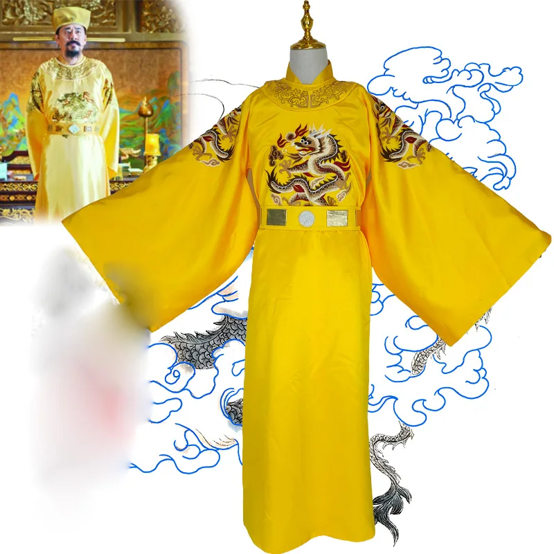 Chinese High Quality Su Embroidery Male Hanfu Song Dynasty Yellow Dragon Emperor Zhao KuangYin Drama Costume Dragon Robe Cosplay