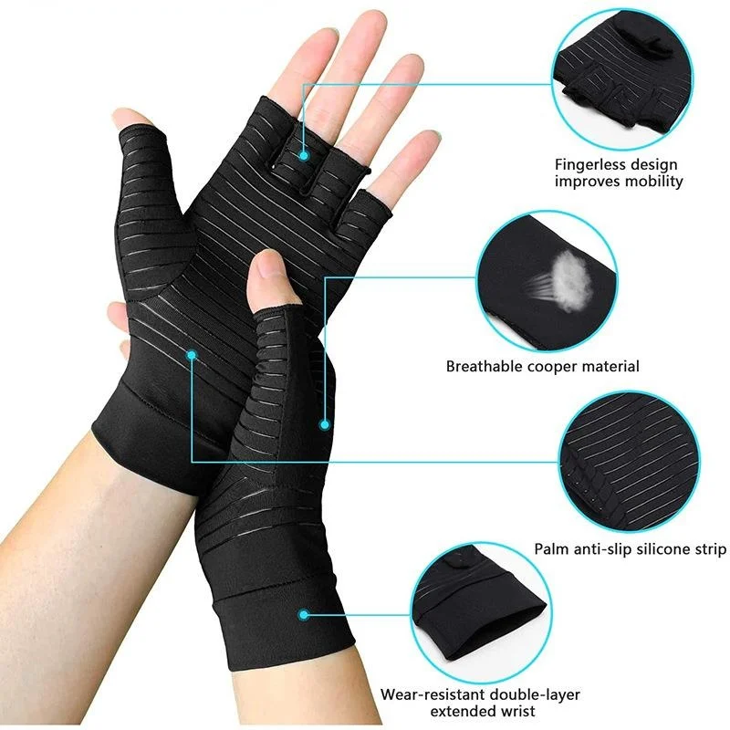 

Copper Fiber Arthritis Compressed Glove Pain-relief Support Hand Brace Non-slip Treatment Gloves Black Gloves Winter Gloves