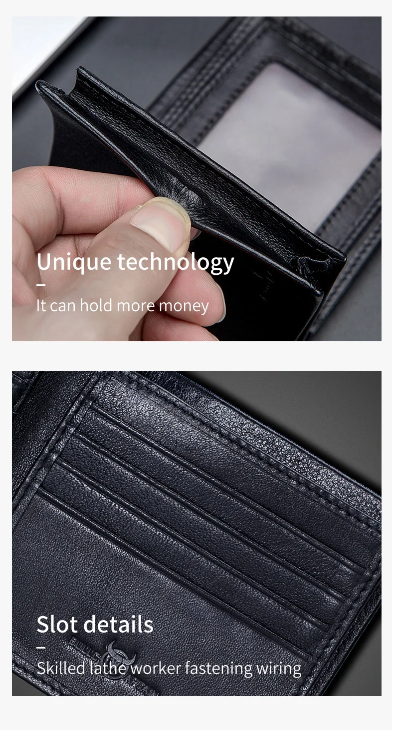 BULLCAPTAIN Echtes Leder Brieftasche Männlichen Marke Designer Business Brieftasche Multi-funktion Lagerung Geldbörse Rfid Karte Paket Brieftasche Männer – Detail 15