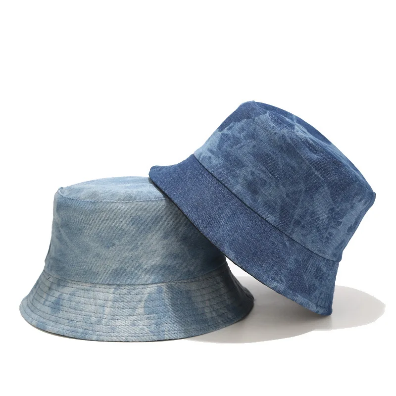 Patterned Denim Washed Bucket Hat Two Side Wear Unisex Bob Caps Hip Hop Gorros Men Women Panama Cap Beach Fishing Outdoor Sunhat