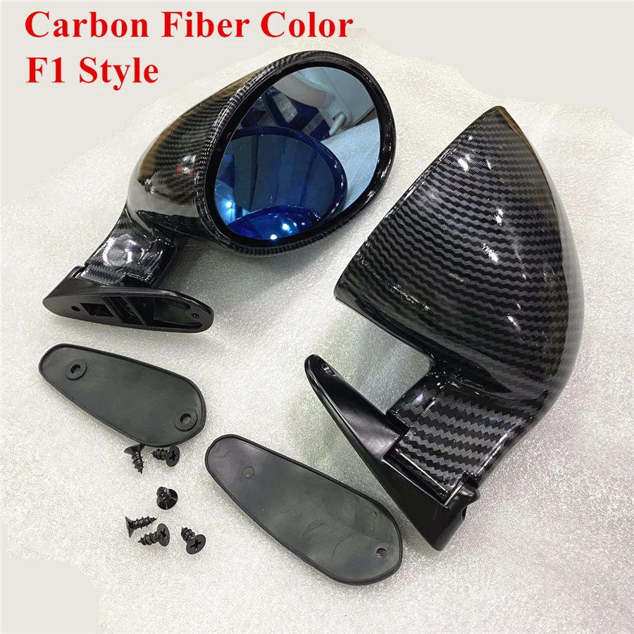2Pcs Retro Style Vintage Sport Racing Car Side Wing Mirrors Carbon Fiber Look Universal