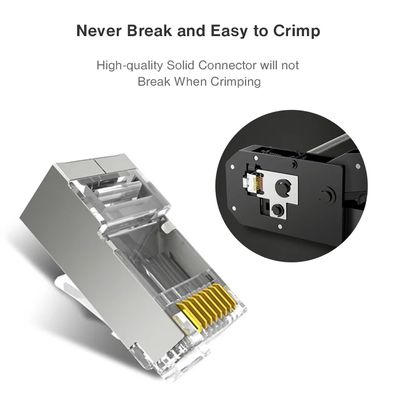 ZoeRax RJ45 Cat6 Durchgangsverbinder, verschiedene Farben, einfach zu crimpender STP-Modularstecker für massives oder verseiltes STP-Netzwerkkabel – Detail 8