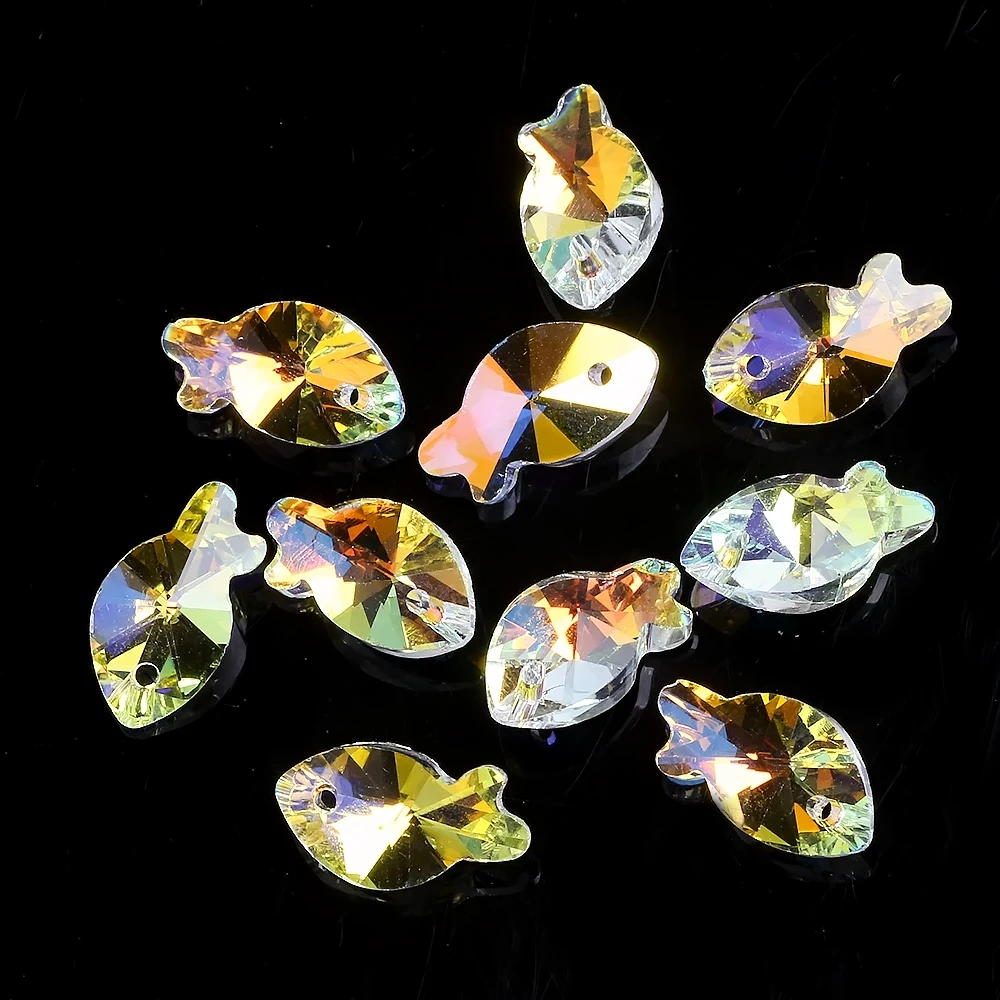 Austrian Crystal Heart Pendant Shiny AB Glass Loose Beads Wholesale DIY Making Charms Neckalace Jewelry Accessories Needlework