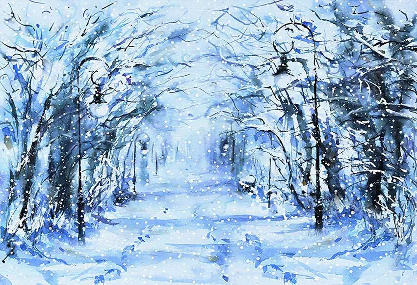 Avezano Backdrops Merry Christmas Winter Forest Snow Bokeh Decor Natural Scenery Photography Background Decoration Photo Studio