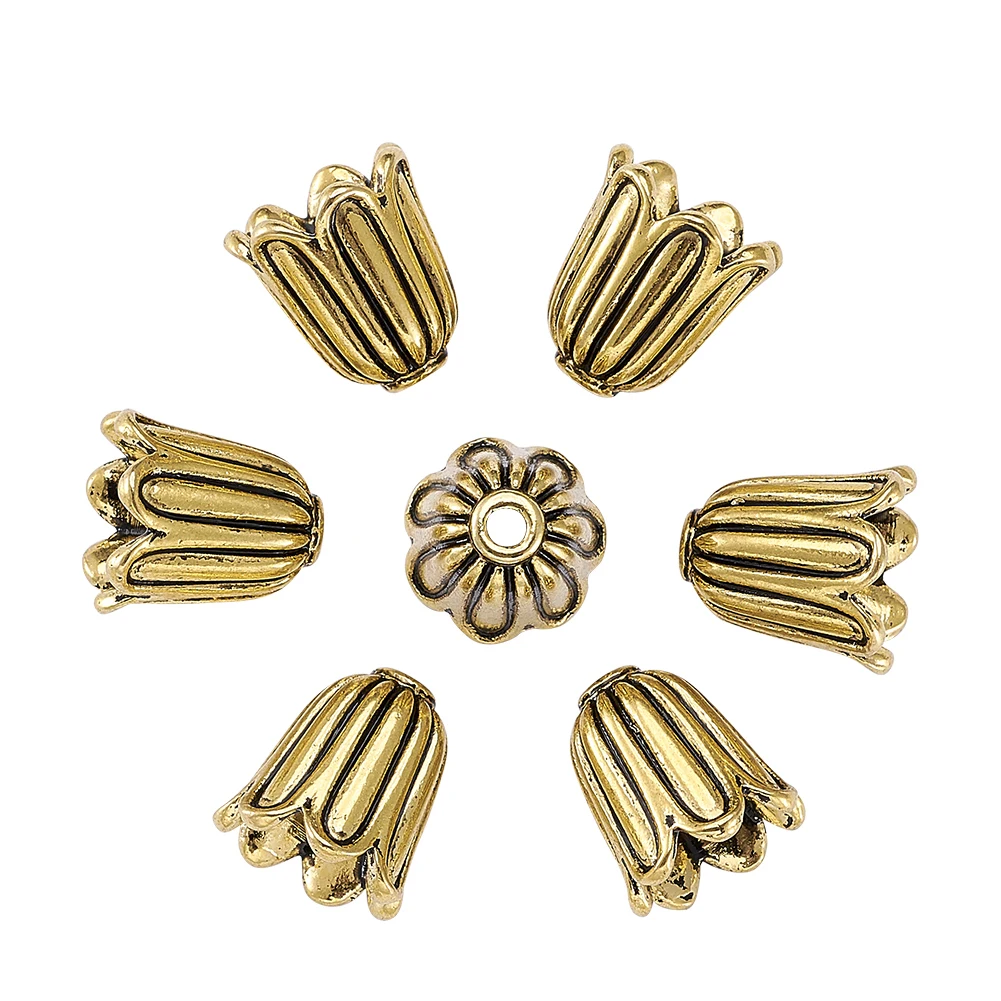 20pcs 10mm Tibetan Style Flower Alloy Bead End Caps for Jewelry Making For Jewelry Making Findings Needlework DIY Accessories