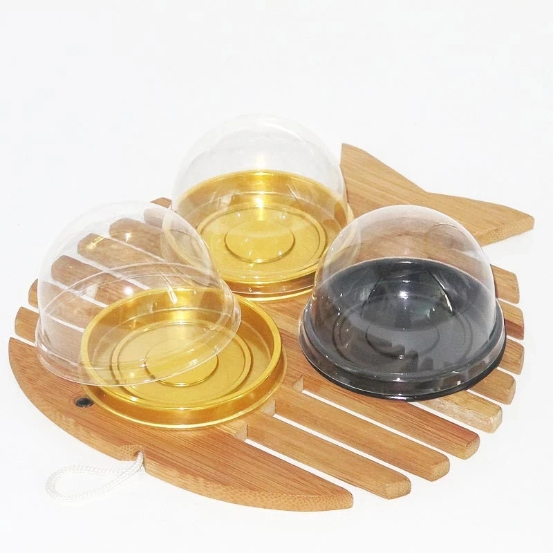 New Round Plastic Moon Cake Box Container Transparent Mooncake Dome Boxes Baking Packing Box