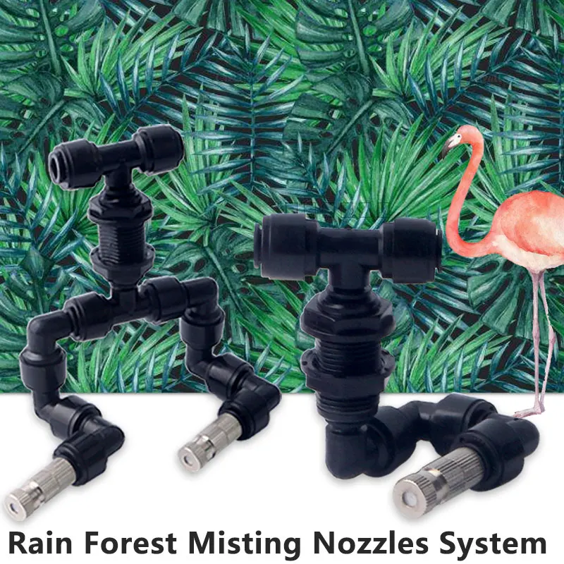 1/4" tube Black 3 way Union Tee Quick Connector 702 Low Pressure Misting Nozzles System Coupling Adapters RO Water Filter