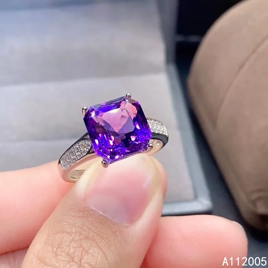 

KJJEAXCMY fine jewelry 925 sterling silver gem Amethyst gemstone new Female girl woman crystal adjustable ring hot selling