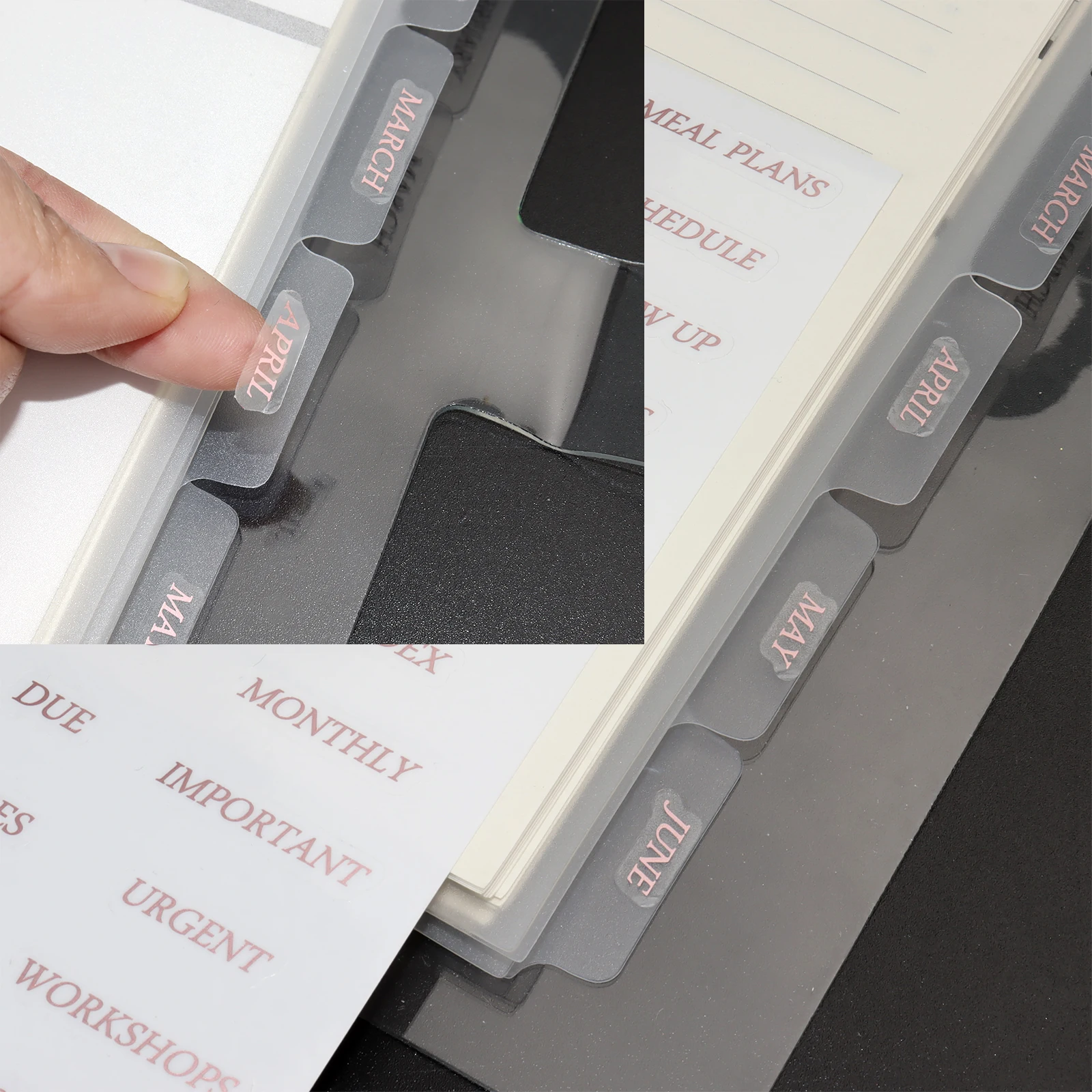 A5 Transparant Wit 6 Oren 6 Gaten Divider Met Rose Gold Sticker Note Maand Plan Index Divider (2Set + 1 Sticker)