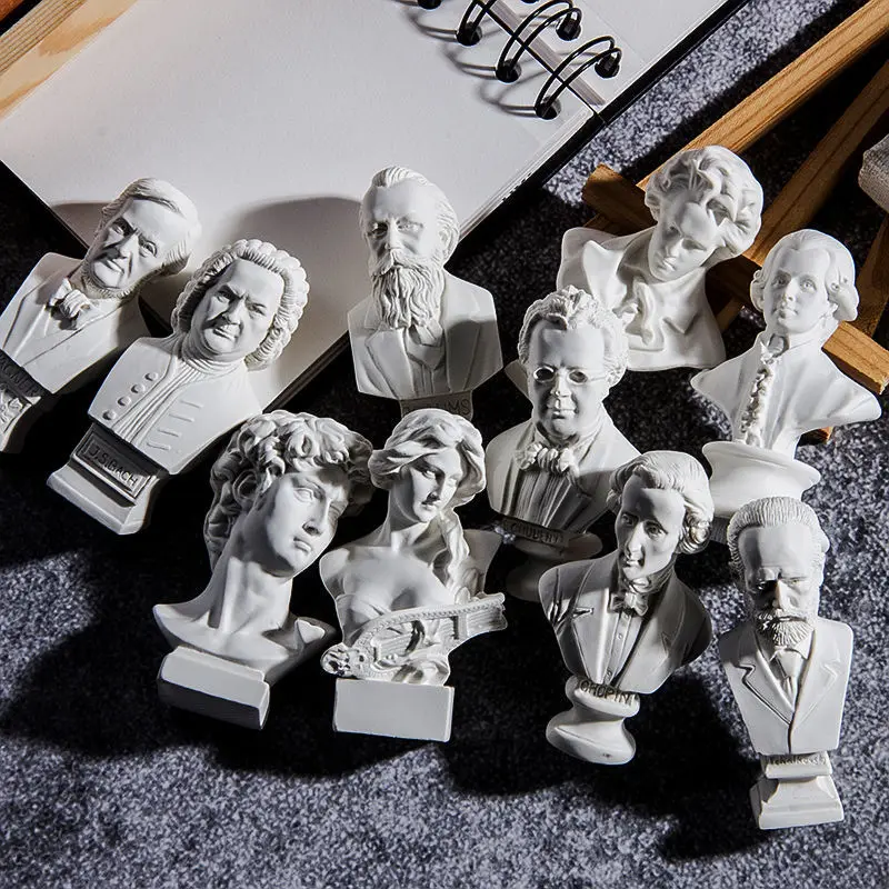 Statue en résine de Myenson grec des Prairies, mini tête de croquis, petites sculptures, modèle nordique, décor de bureau, portrait, cadeau de nature morte, 10 pièces