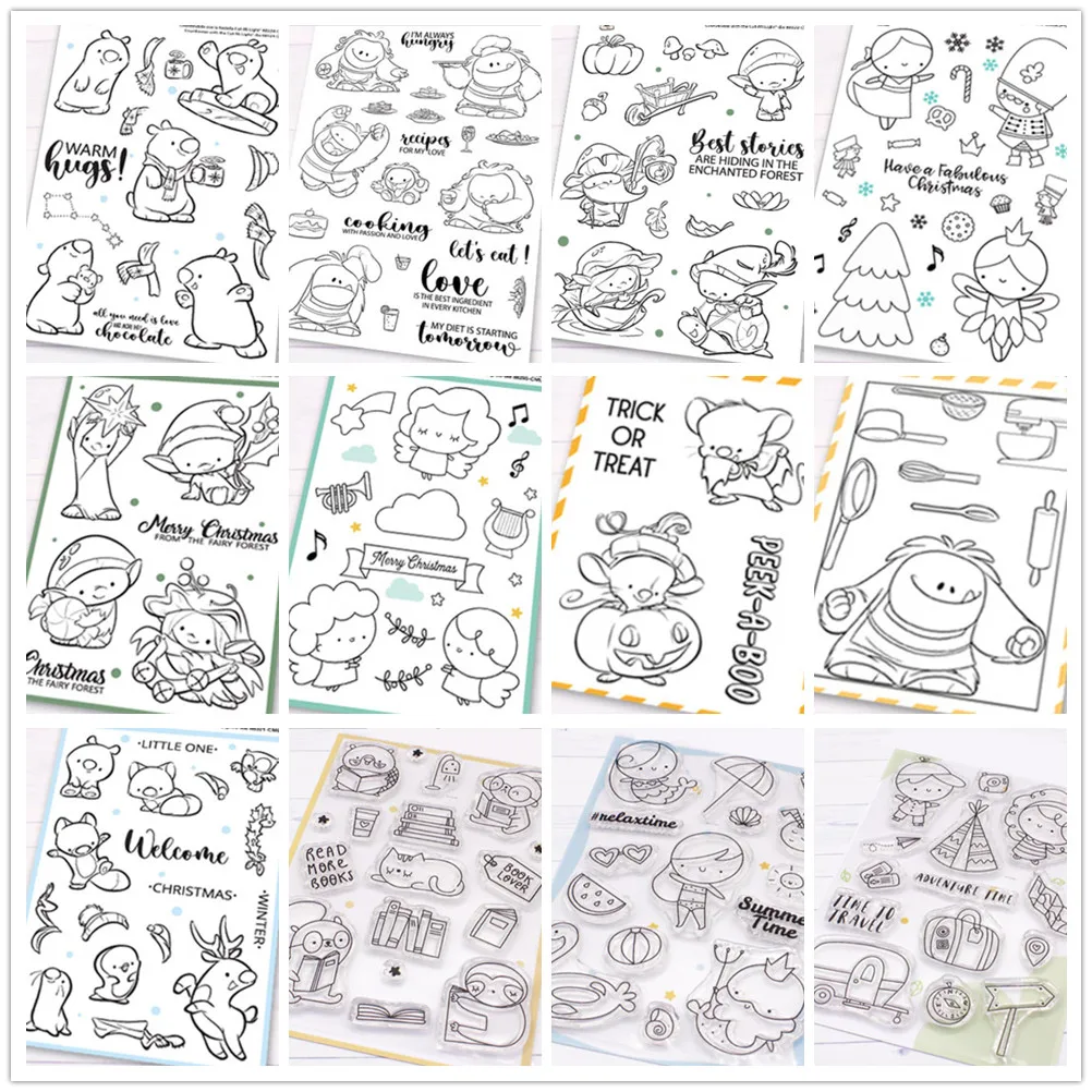 Nowe świąteczne zwierzęta przezroczysty silikonowy znaczek/pieczęć do DIY Scrapbooking/album dekoracyjne przezroczyste arkusze znaczków A656
