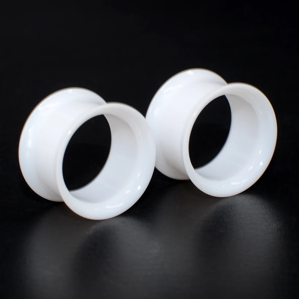 2pcs White Black Transparent Acrylic Ear Tunnel Plug Gauges Piercing Double Curved Saddle Expander Stretcher Body Jewelry