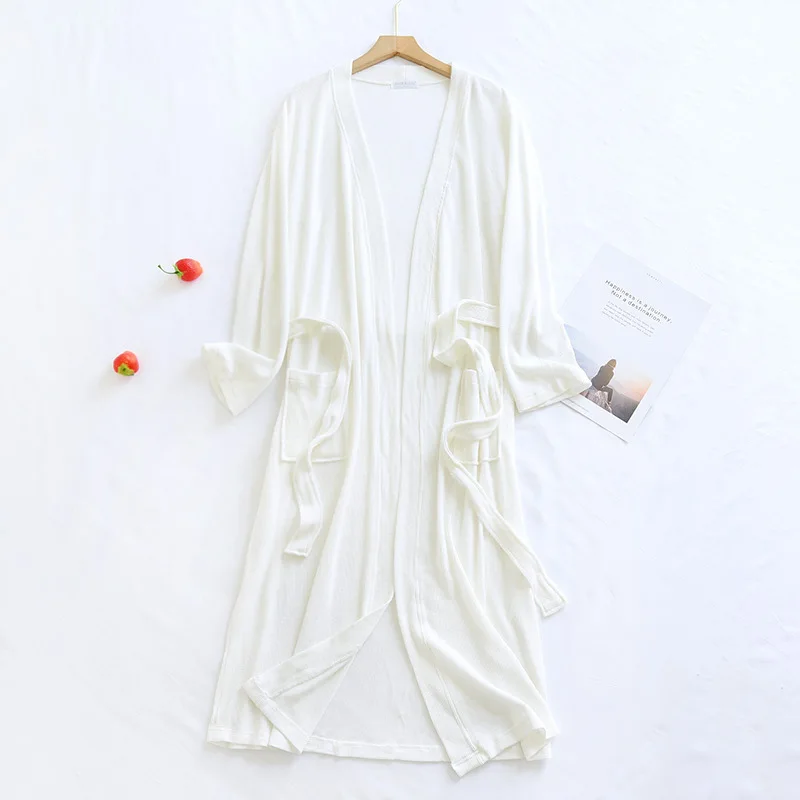 2024 Spring Autumn Women WAFFLE Robe Ladies 100% Cotton Bathrobe Female Long Sleeve Dressing gown Flower Robes Home Clothes