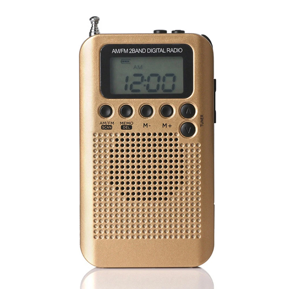 Mini pantalla LCD Digital portátil, receptor de Radio estéreo AM, FM, banda Dual, HRD-104