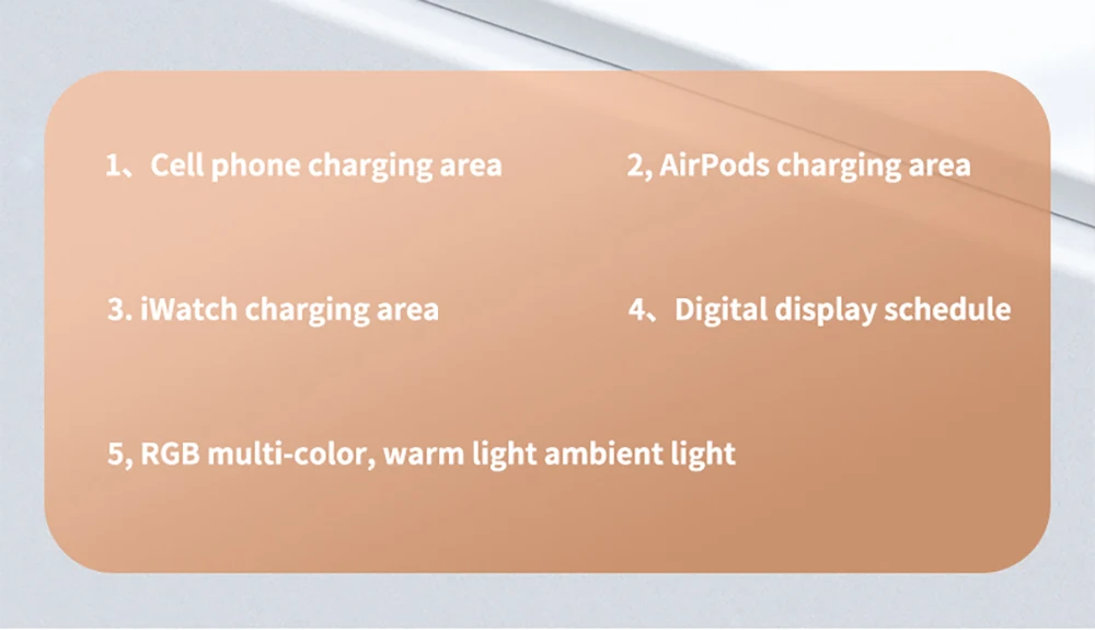 Kabelloses Ladegerät 4-in-1 Schnelle Kabellose Ladestation für iPhone 15 16 17 Pro Max Apple Watch Kabelloses Ladegerät mit Lampe und Uhr – Detail 5