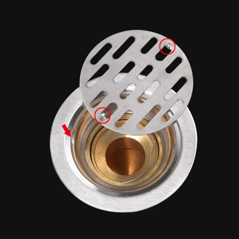 304 Stainless Steel Washing Machine Floor Drain Shower Room Round Surface Brushed Proces Design Floor Drain 8CM