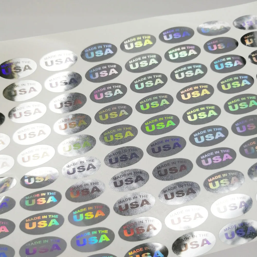 MADE IN THE USA Hologram Stickers 1000pcs 13x6.5mm 1/2 Inch Oval Shape SILVER OR GOLD OPTIONS