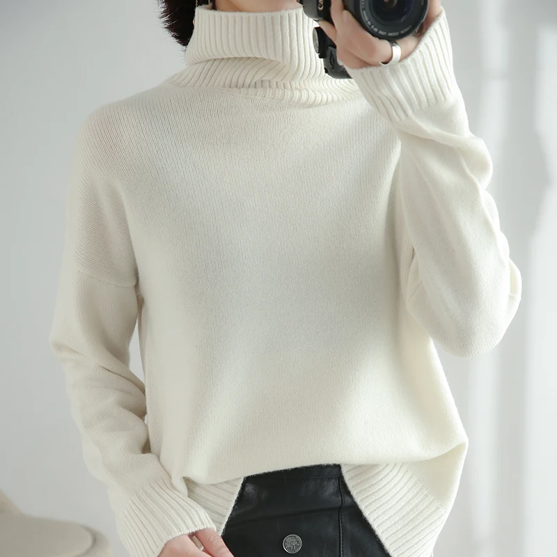 BELIARST 2022 New Autumn and Winter Hot Selling 100% Pure Wool Sweater Women\'s Turtleneck Thickened Pullover Sweater Wild Base