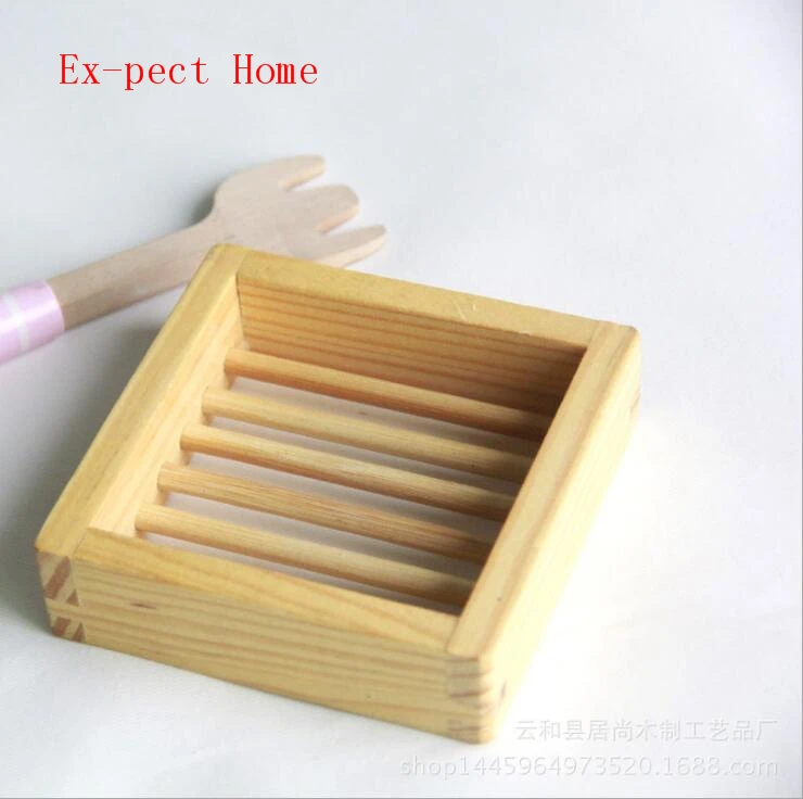 100pcs Natural Wooden Soap Dishes Tray Holder Storage Soap Rack Plate Box Container Portable Bathroom Soap Dish Storage Box