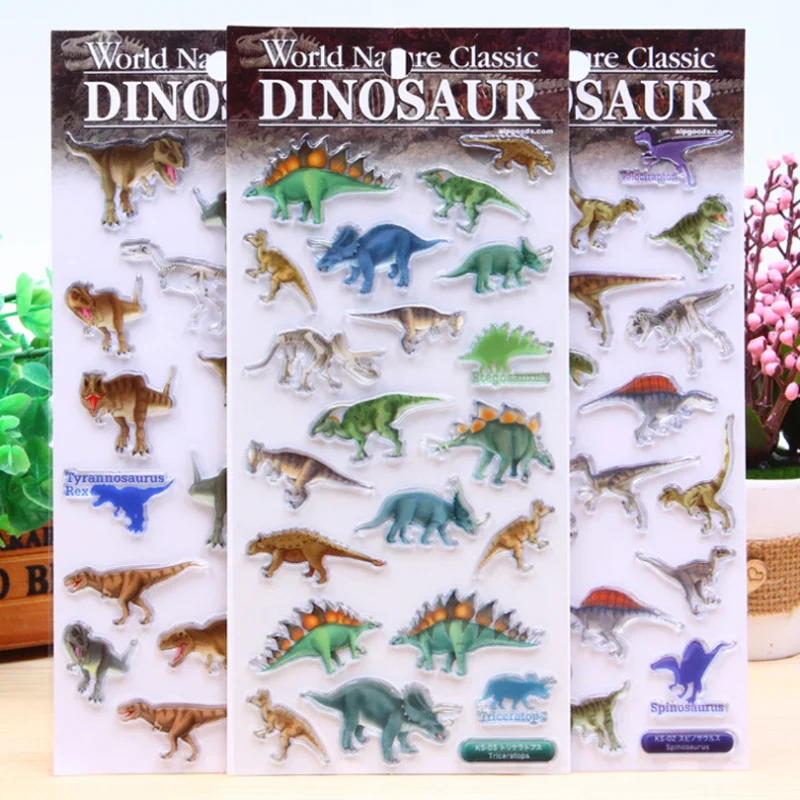 1pc 3D Dinosaur World Candy Sticker Adhesive Craft Stick Label Notebook Computer Phone Decor Supplies Stationery