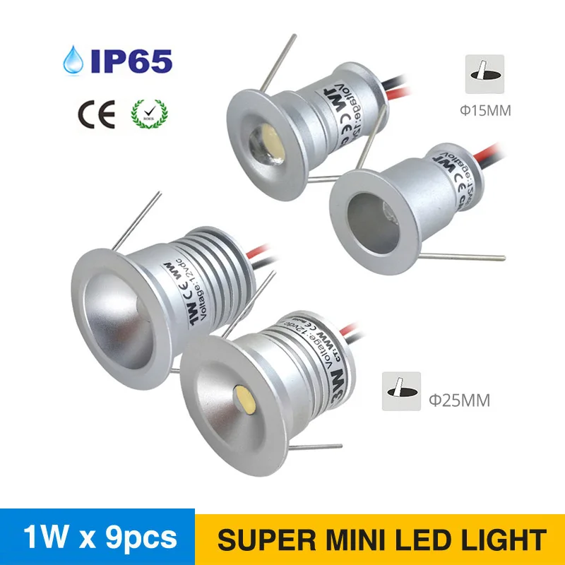 

9 шт./лот мини 1 Вт Светодиодный точечный светильник IP65 12 В постоянного тока потолочные встраиваемые светодиодные светильники для спальни лестницы Кабинета галереи очень маленькие лампы «сделай сам»
