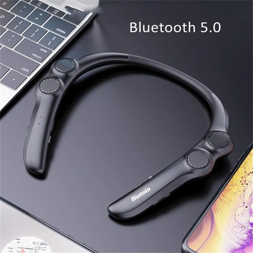 10 Hours Playback 9 Portable Neck Hanging Sports Bluetooth Audio Hanging Neck Wearable Smart Speaker Mini Subwoofer Speaker Hifi view 2